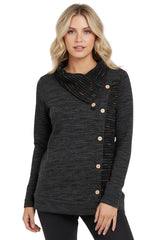 heathered texture button top