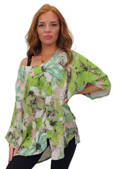 Floral Print Oversized Pocket Tunic Cotton Top