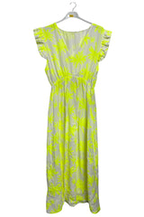 Palm Tree Print Empire Waist Cotton Dress