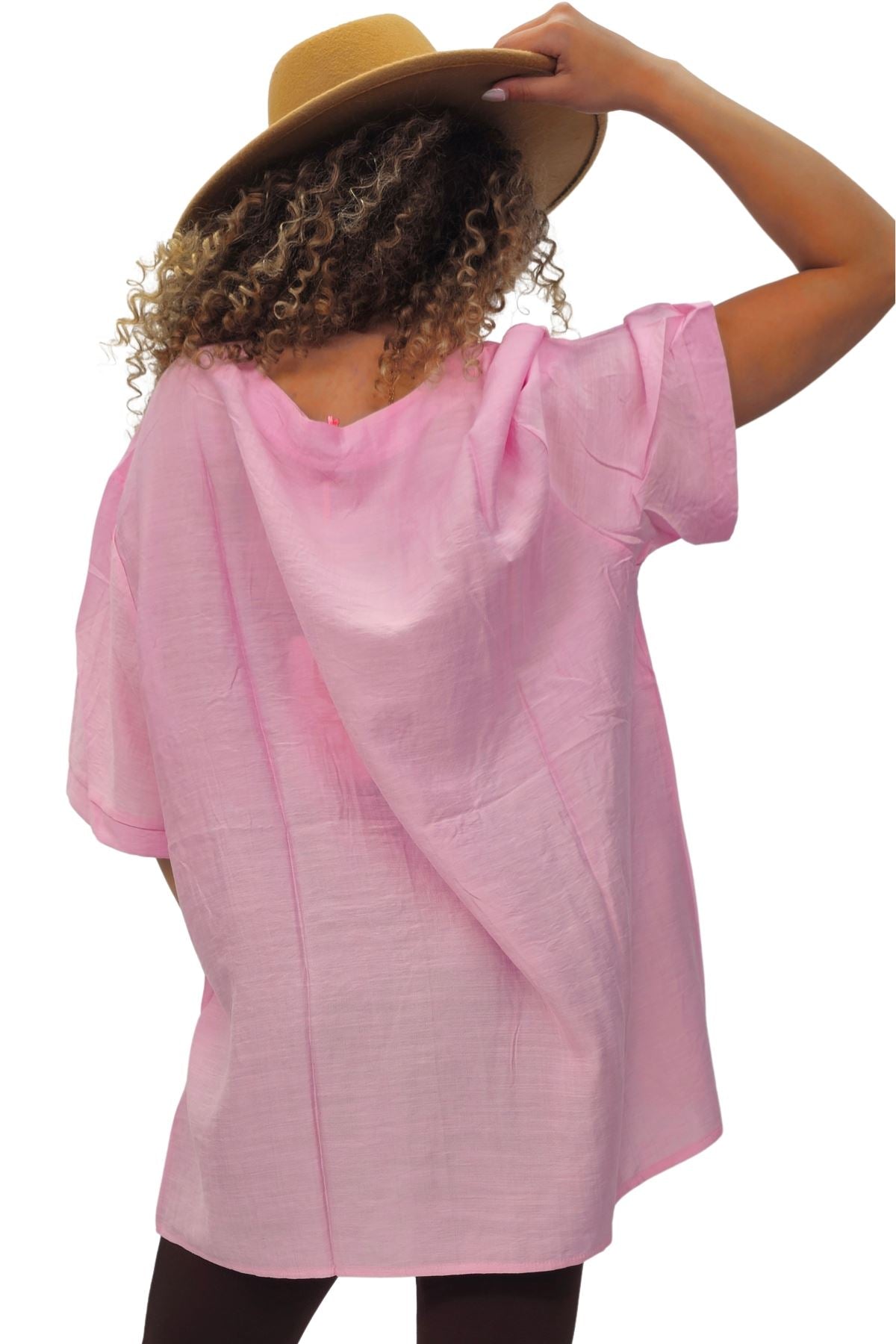 Tree Ring Print Front Button Detail Cotton Top
