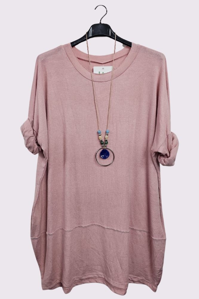 Plain Soft Knit Round Hem Top