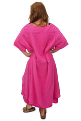 Plain Layered Asymmetrical Linen Dress