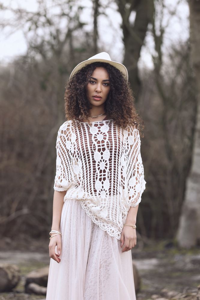 Floral Lace Crochet Open-Work Cotton Top