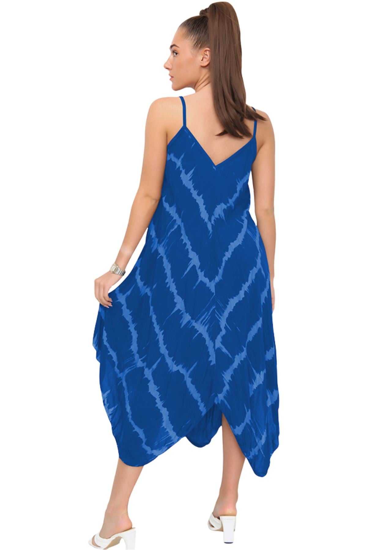 Tie Dye Print Draped Hem Dress