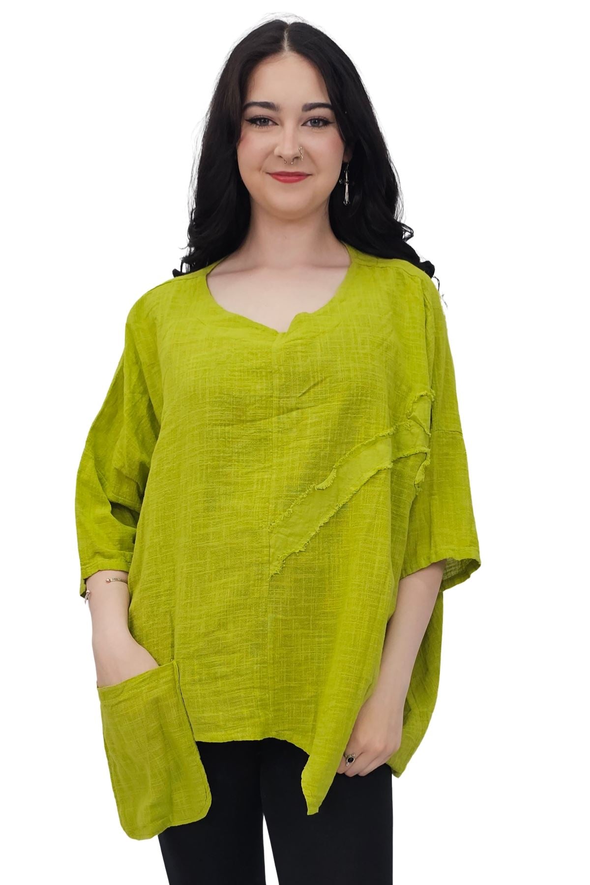 Plain Front Patch Pockets Cotton Top