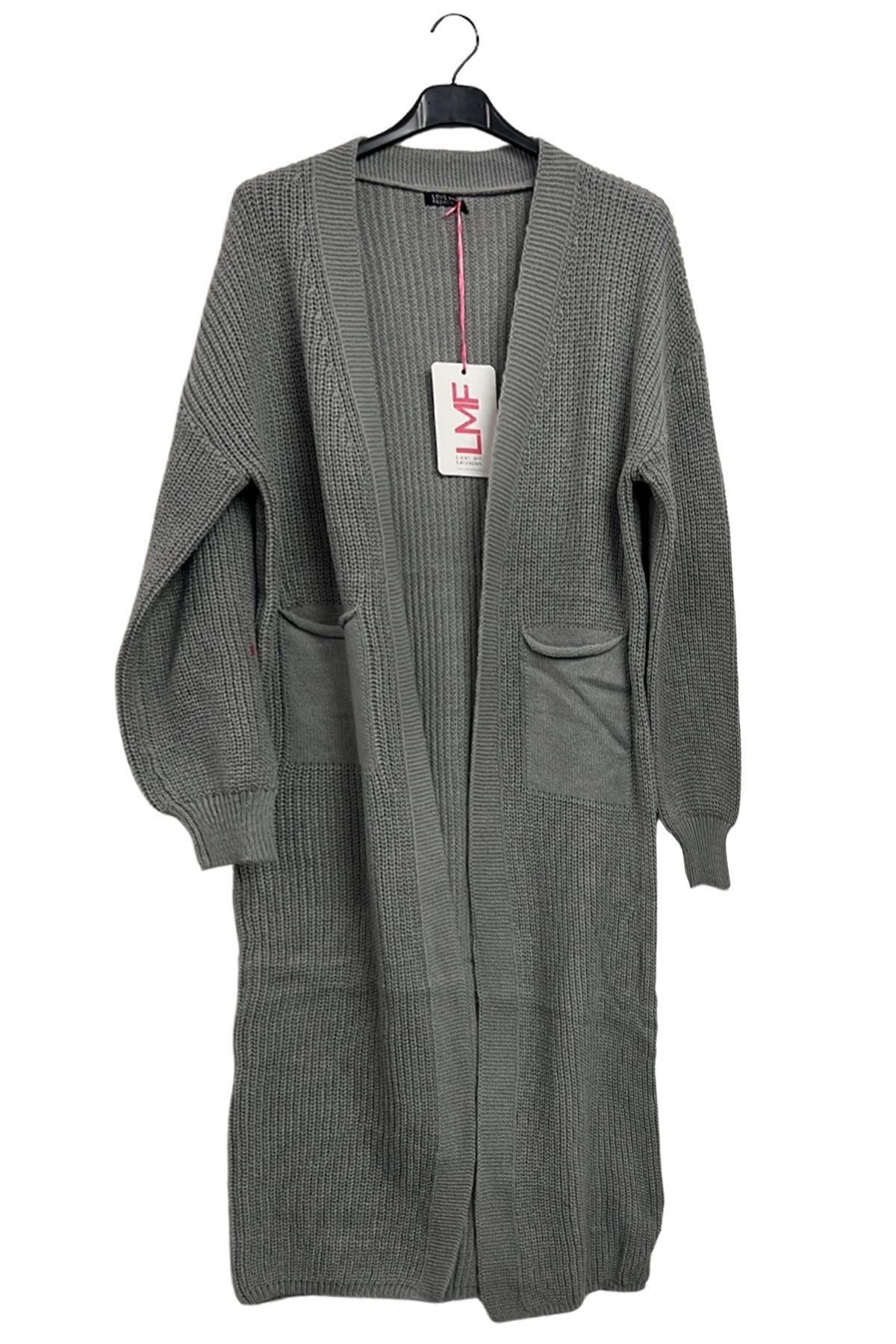 Plain Rib Knit Longline Cardigan