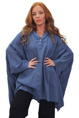 Plain Hanky Hem Oversized Cotton Top