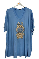 Sequin Embellished Bunny Oversized T-Shirt