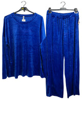 Subtle Textured Crushed Velvet Tunic Top Wide Legs Co-Ord Set
