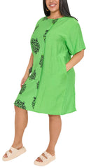 Rose Flower Print Front Button Detail Pockets Dress