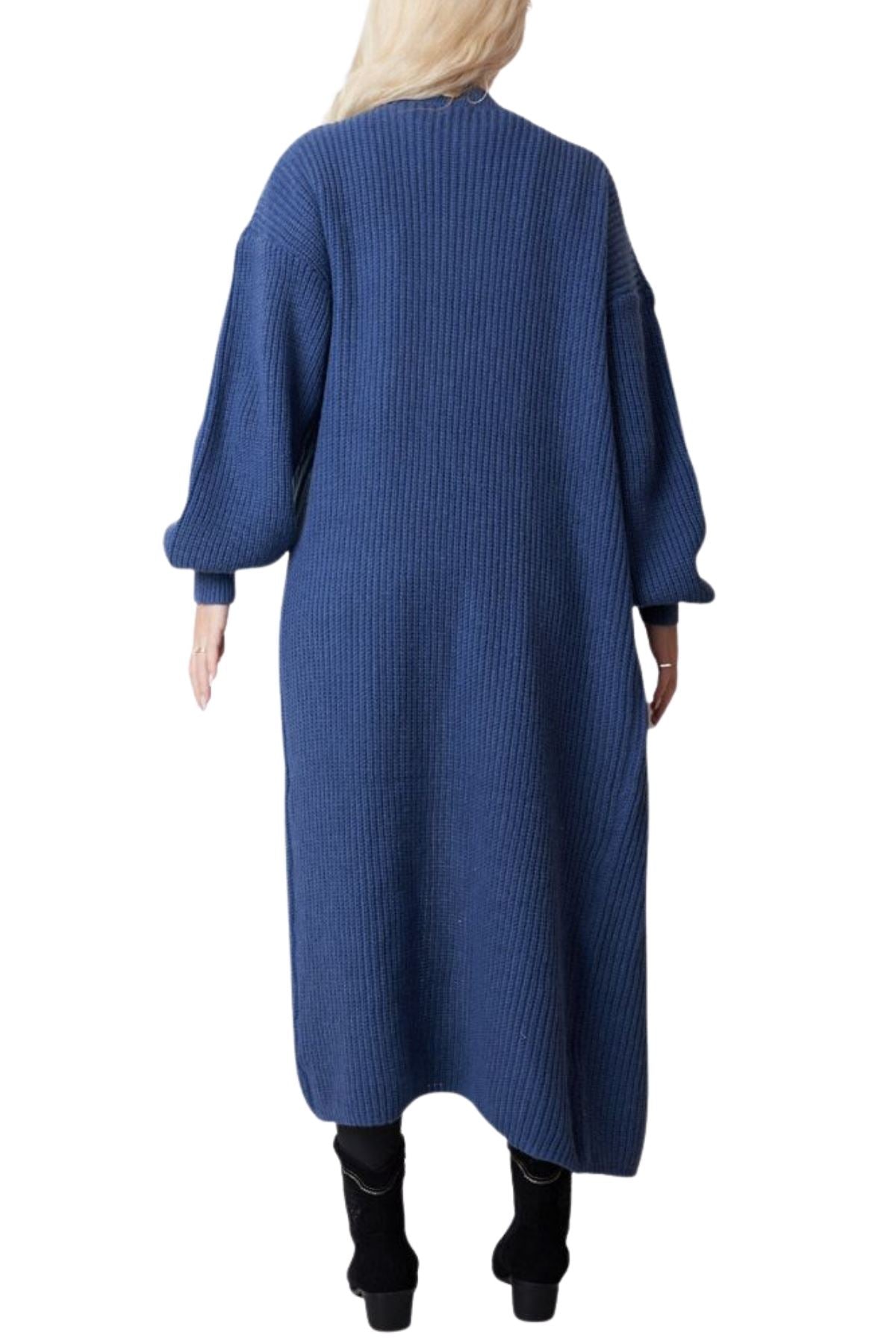 Plain Rib Knit Longline Cardigan