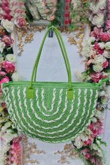 Straw Two Tone Shoulder Bag
