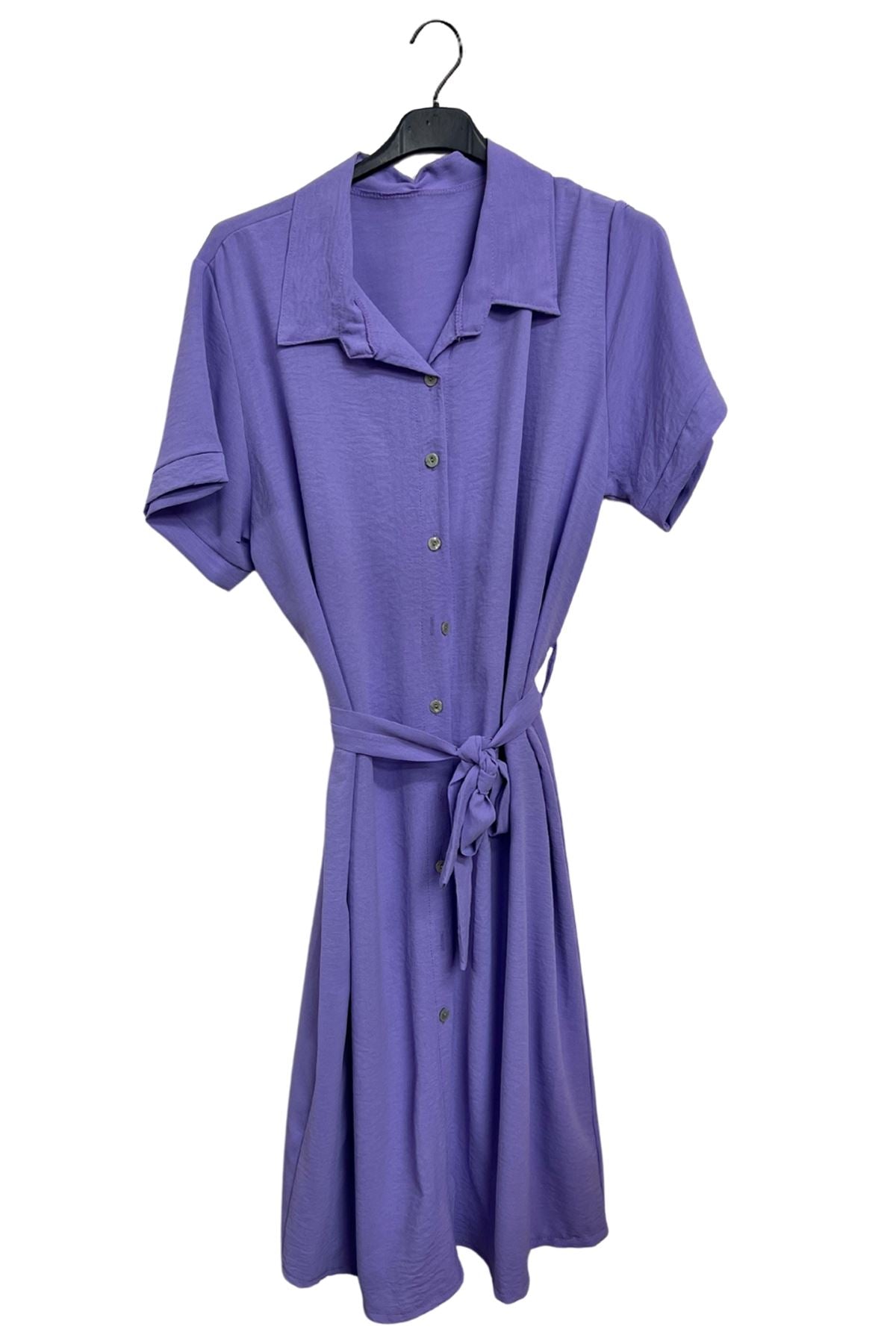 Plain Belted With A Tie-Up Design Dress