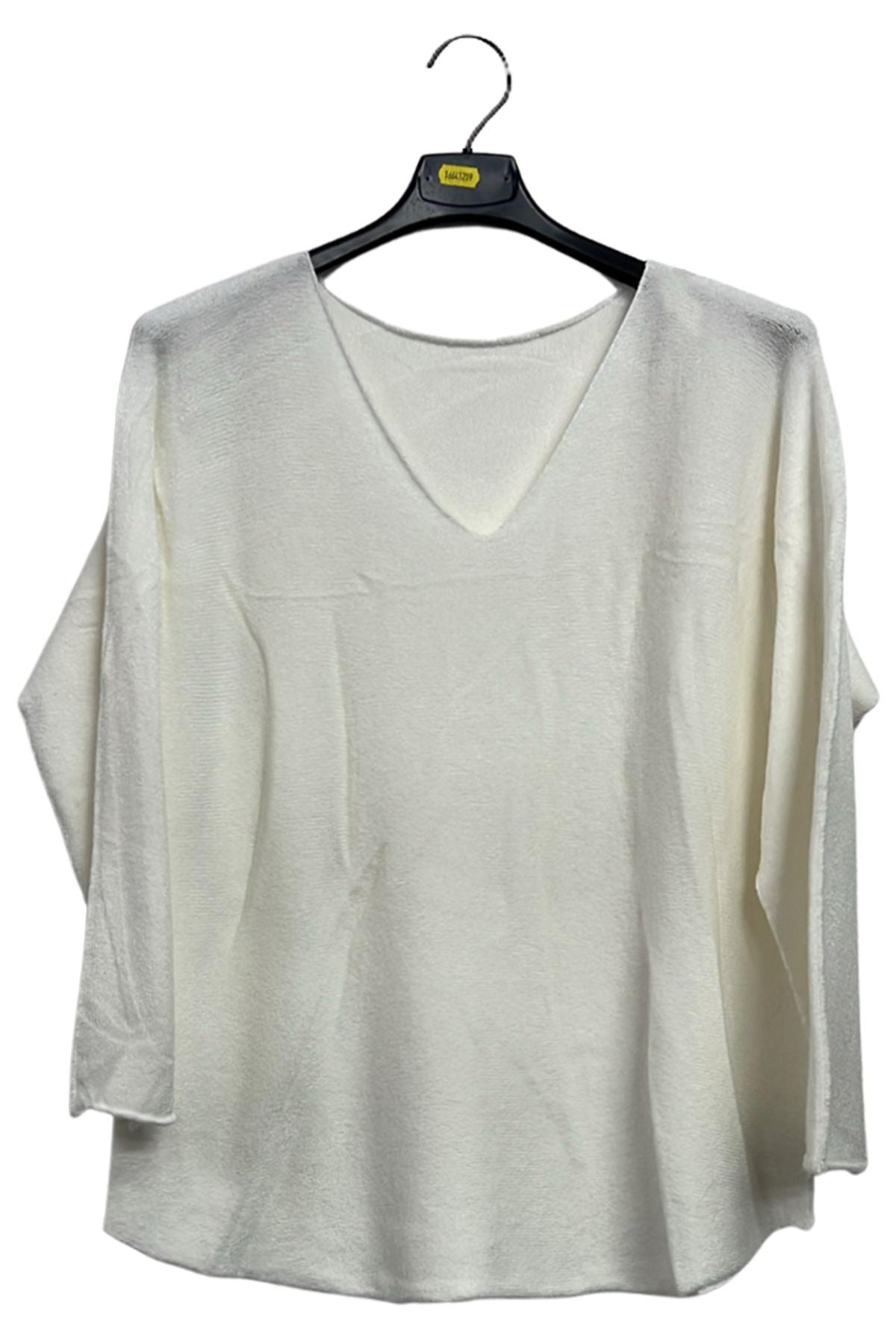 Plain Soft Knitwear Round Hemline Top