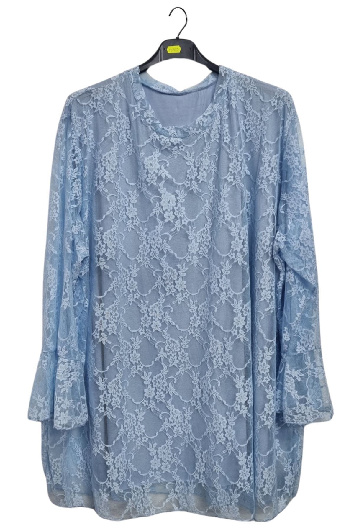Floral Lace Overlay Pattern Slightly Asymmetrical Hemline Top