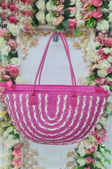 Straw Two Tone Shoulder Bag