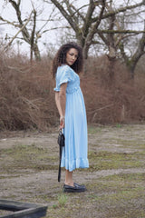 Plain Wrap Over Shirred Dress