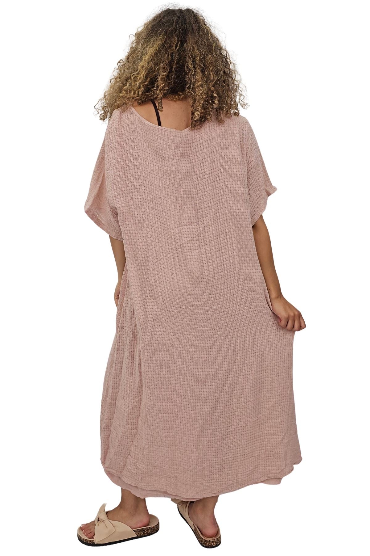 Plain Layered Asymmetrical Linen Dress