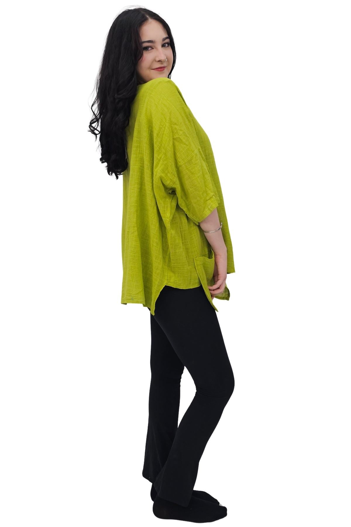 Plain Front Patch Pockets Cotton Top