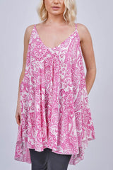 Paisley Print High Low Hem Top