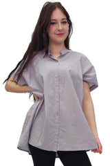 Plain Button-Down Front Cotton Shirt