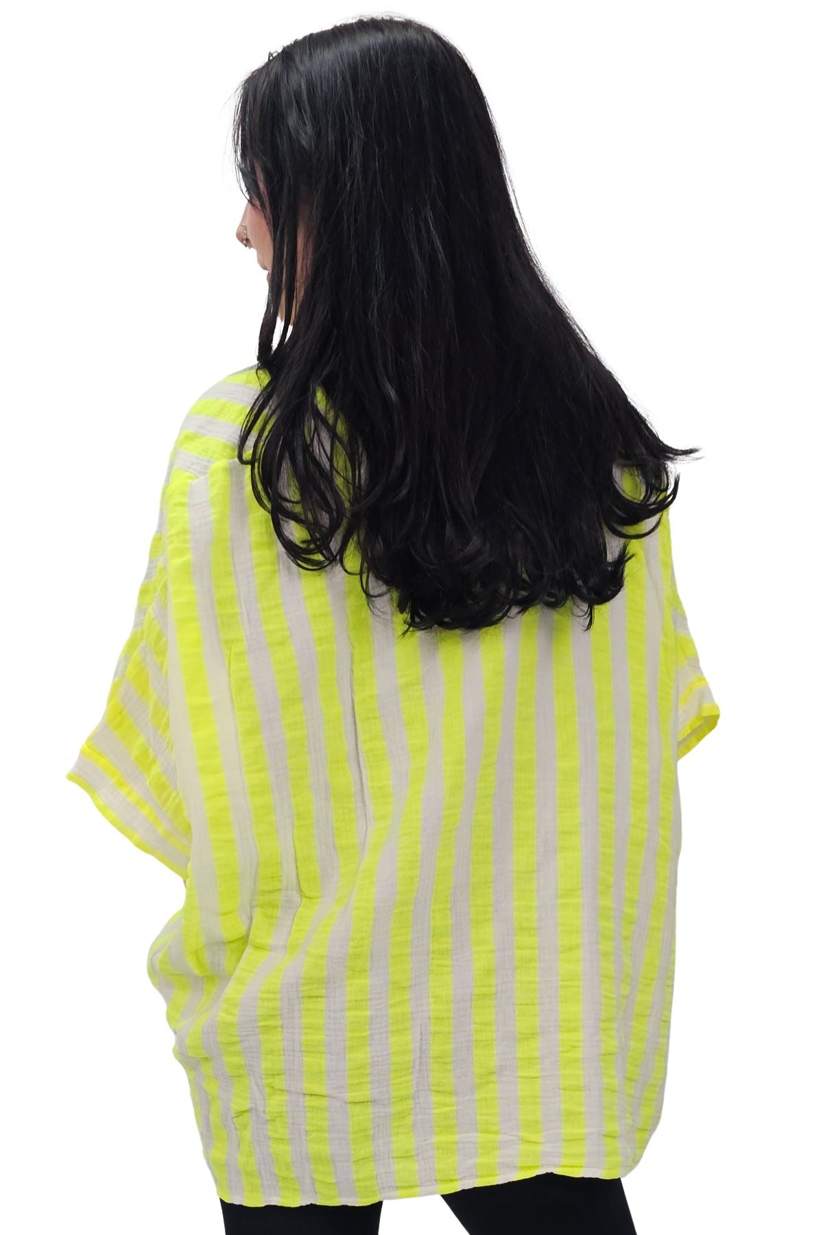 Vertical Stripes Print Front Button Down Cotton Shirt