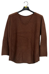 Plain Soft Knitwear Round Hemline Top