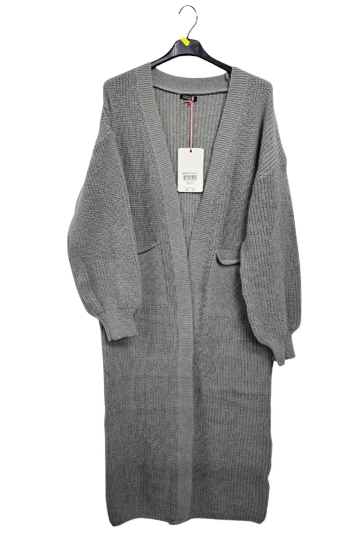 Plain Rib Knit Longline Cardigan