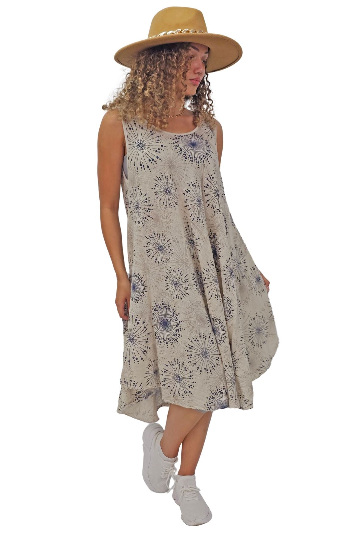 Abstract Firework Print Cotton Dress