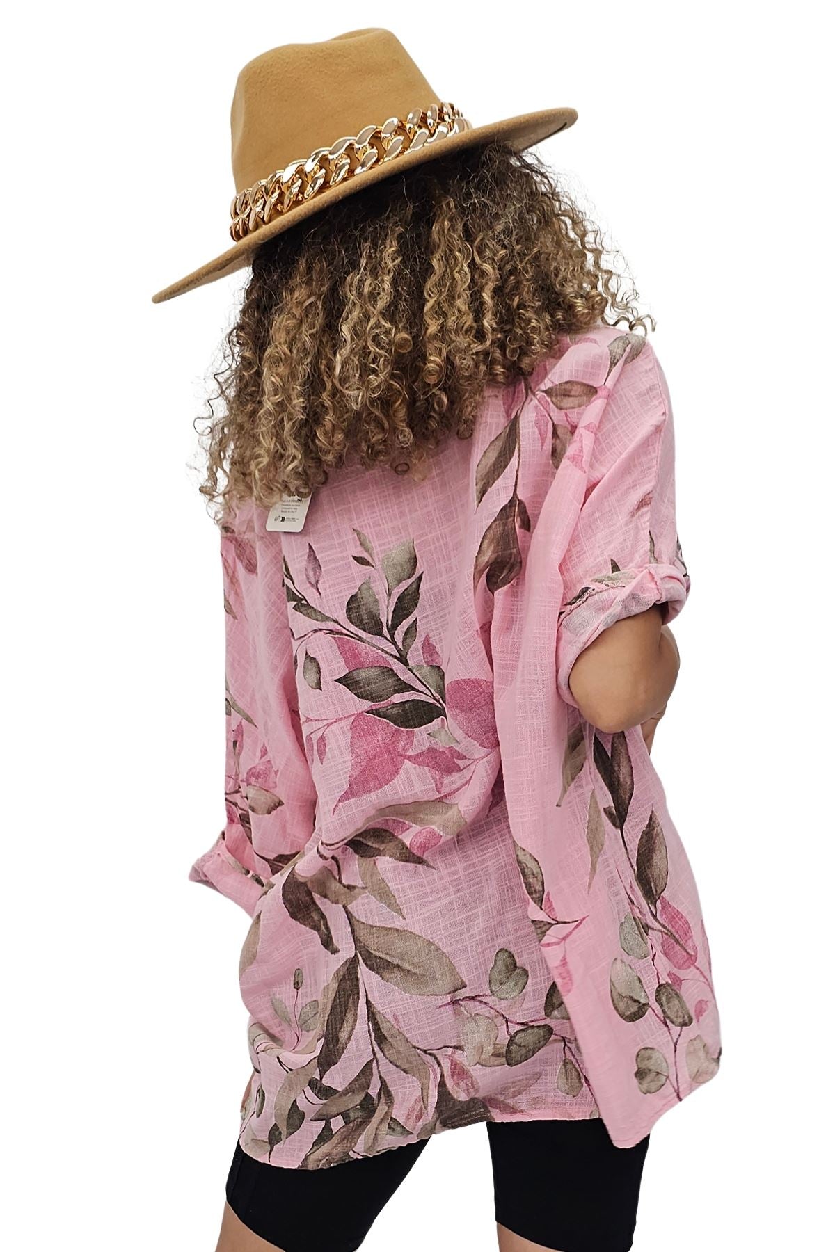 Floral Print Oversized Necklace Tunic Cotton Top