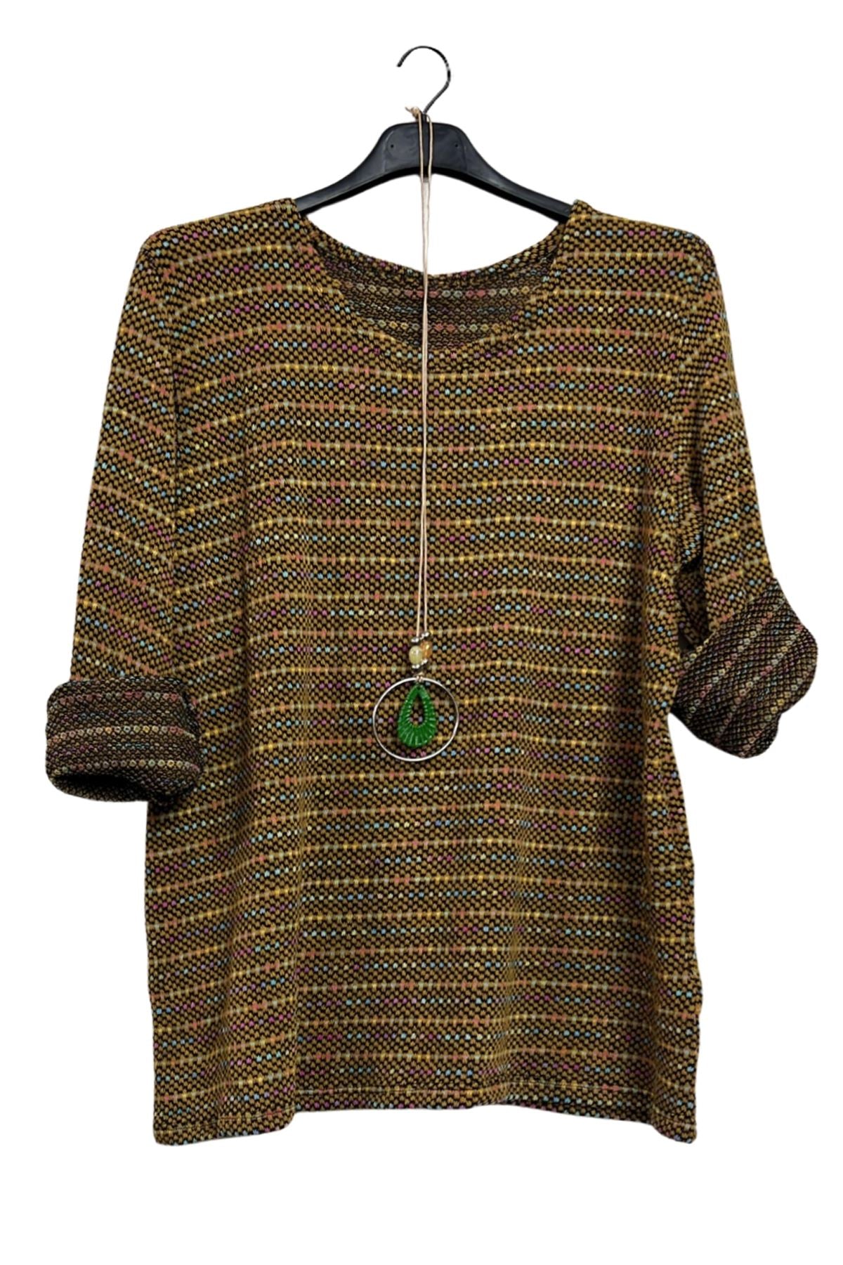 Multicoloured Horizontal Stripes Tunic Top