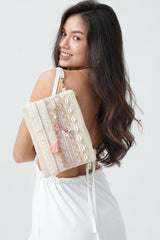 Boho Shell & Beaded Embellished Clutch Bag