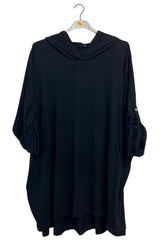 Plain Rolled Tab Sleeves Hooded Top