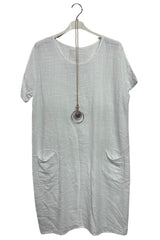 Plain Two Front Patch Pockets Cotton Dress