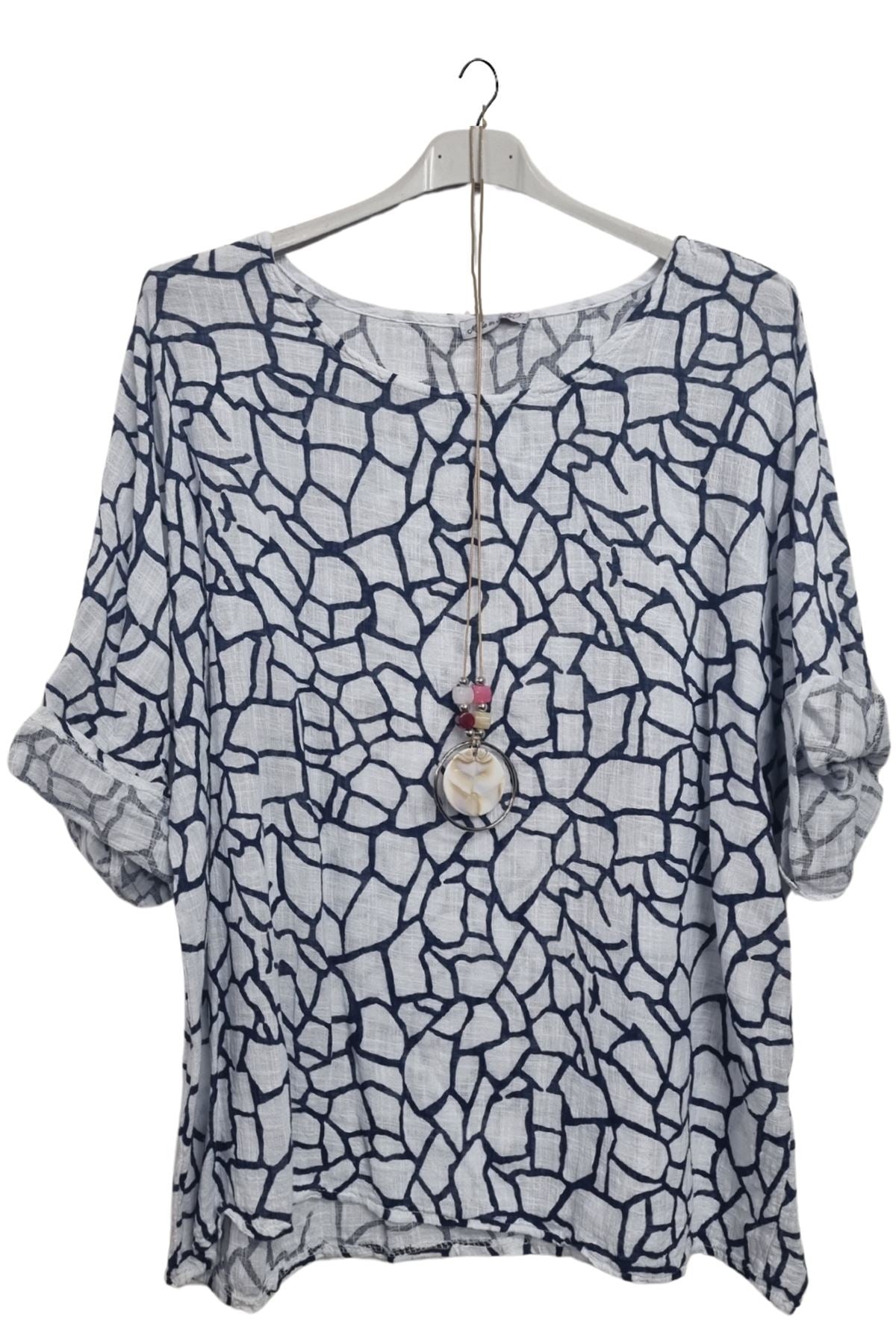 Giraffe Print Necklace Cotton Top