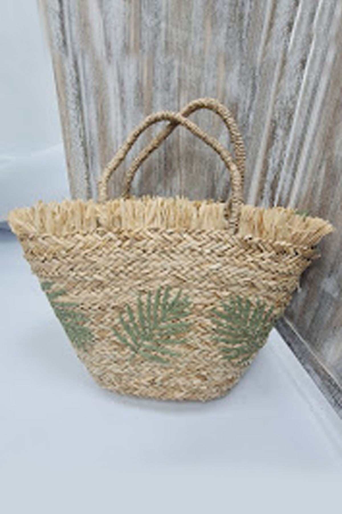 Leaf Straw Two Handle Shoulder Bag