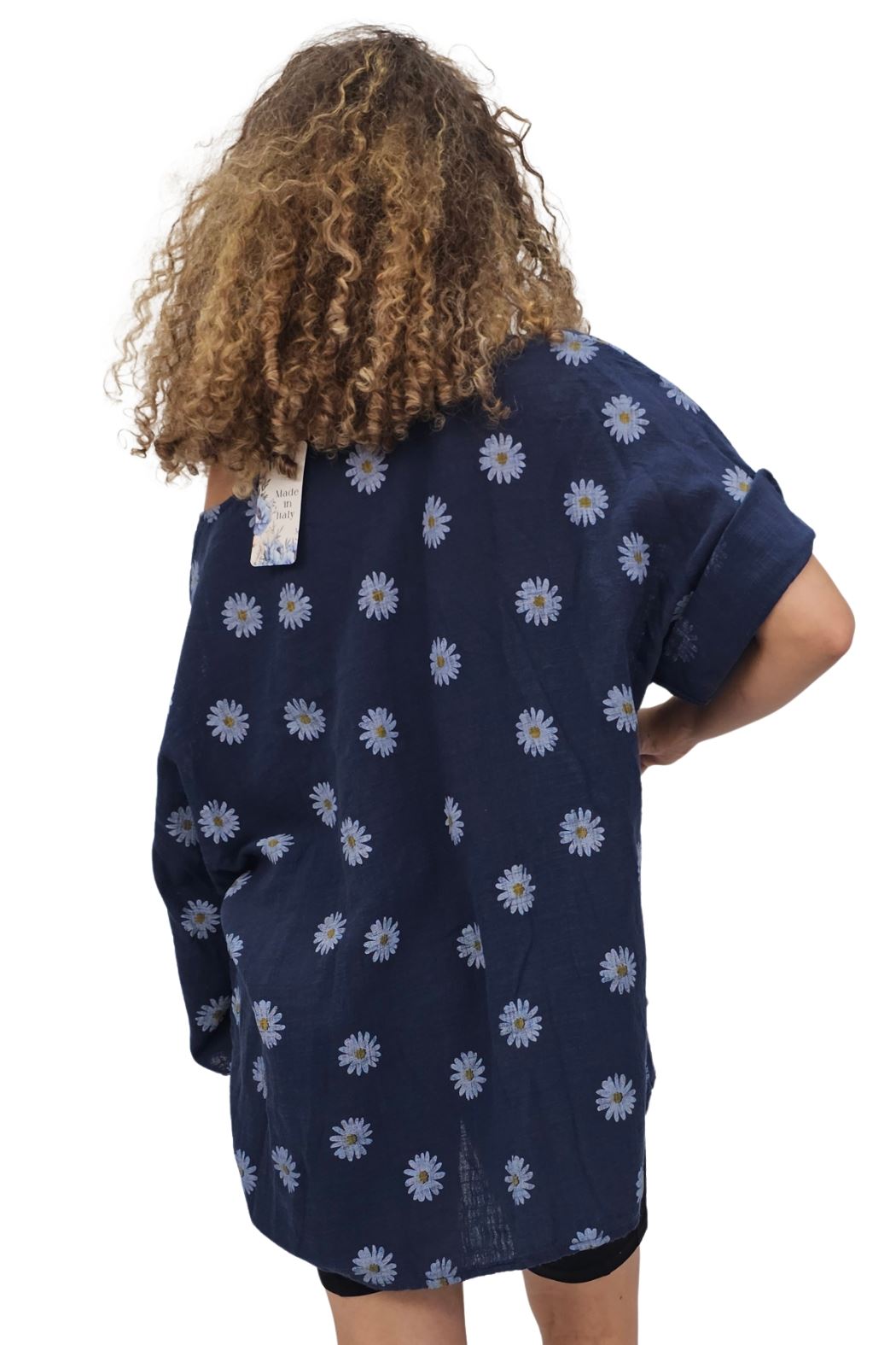 Daisy Flower Print Necklace Cotton Top