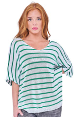 Stripe Pattern Tunic Cotton Top