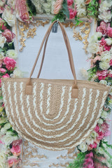 Straw Two Tone Shoulder Bag