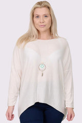 Plain High Low Hem Soft Feel Necklace Top