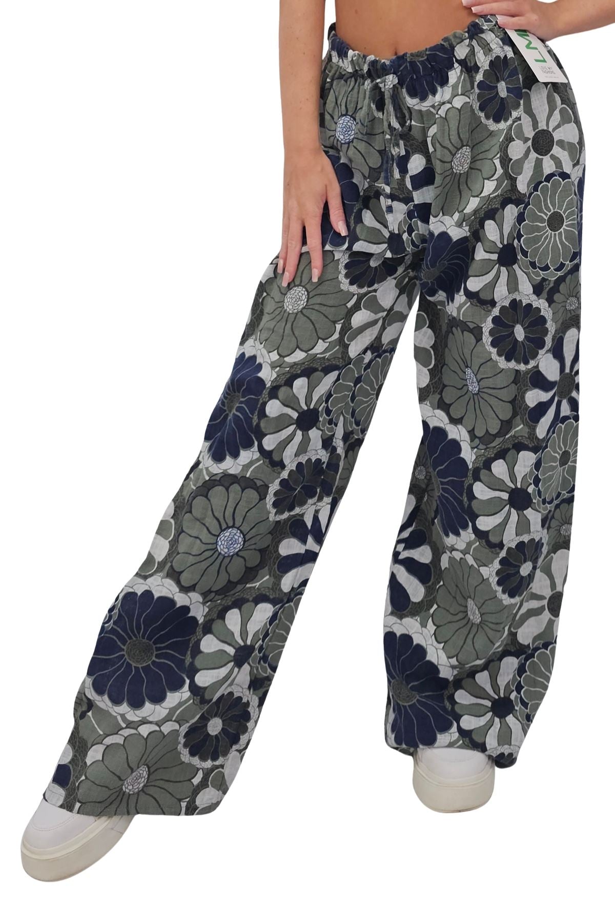 Floral Print Wide Leg Cotton Palazzo
