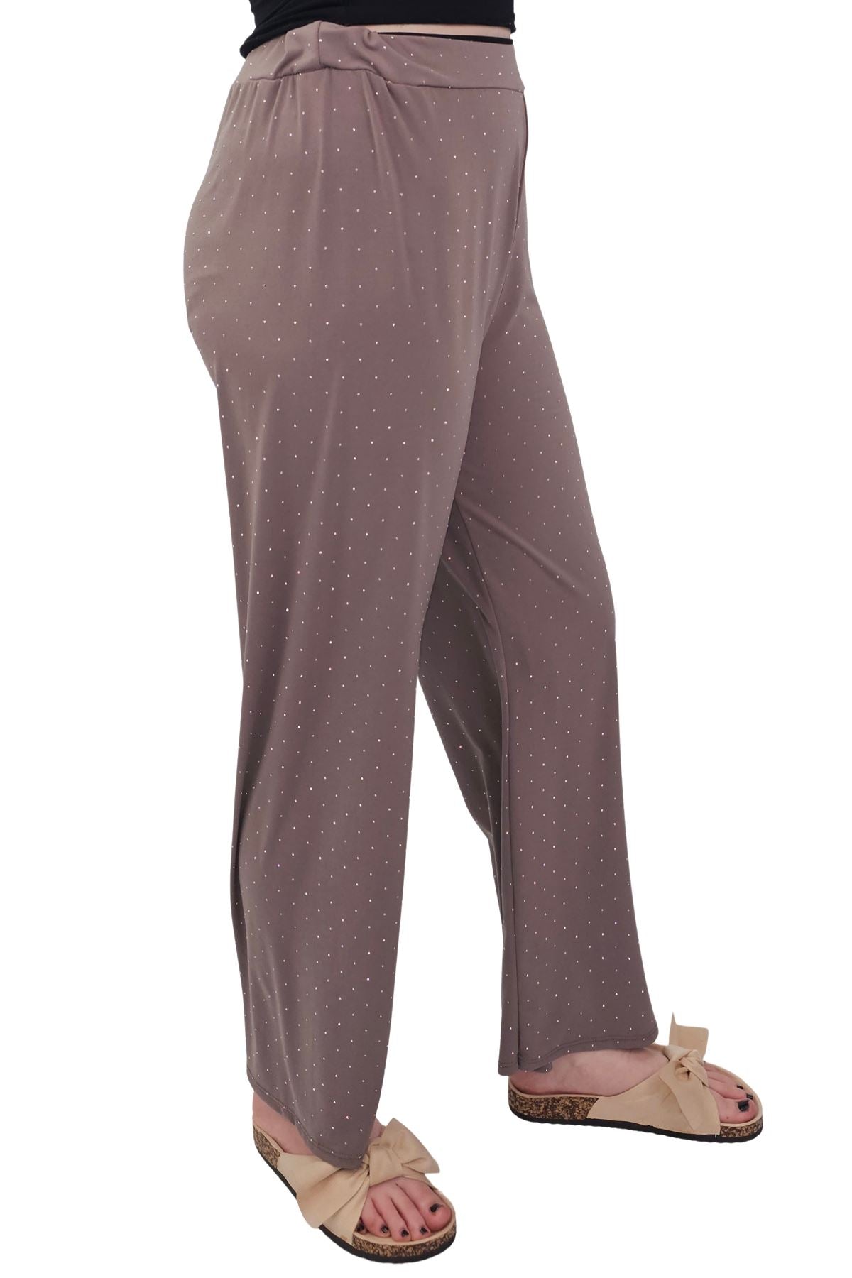 Diamante Pattern Wide Leg Trousers