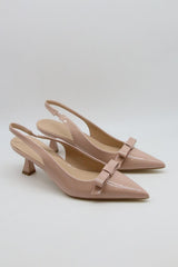 Bow Detail Pointed Toe Slingback Heel Sandal