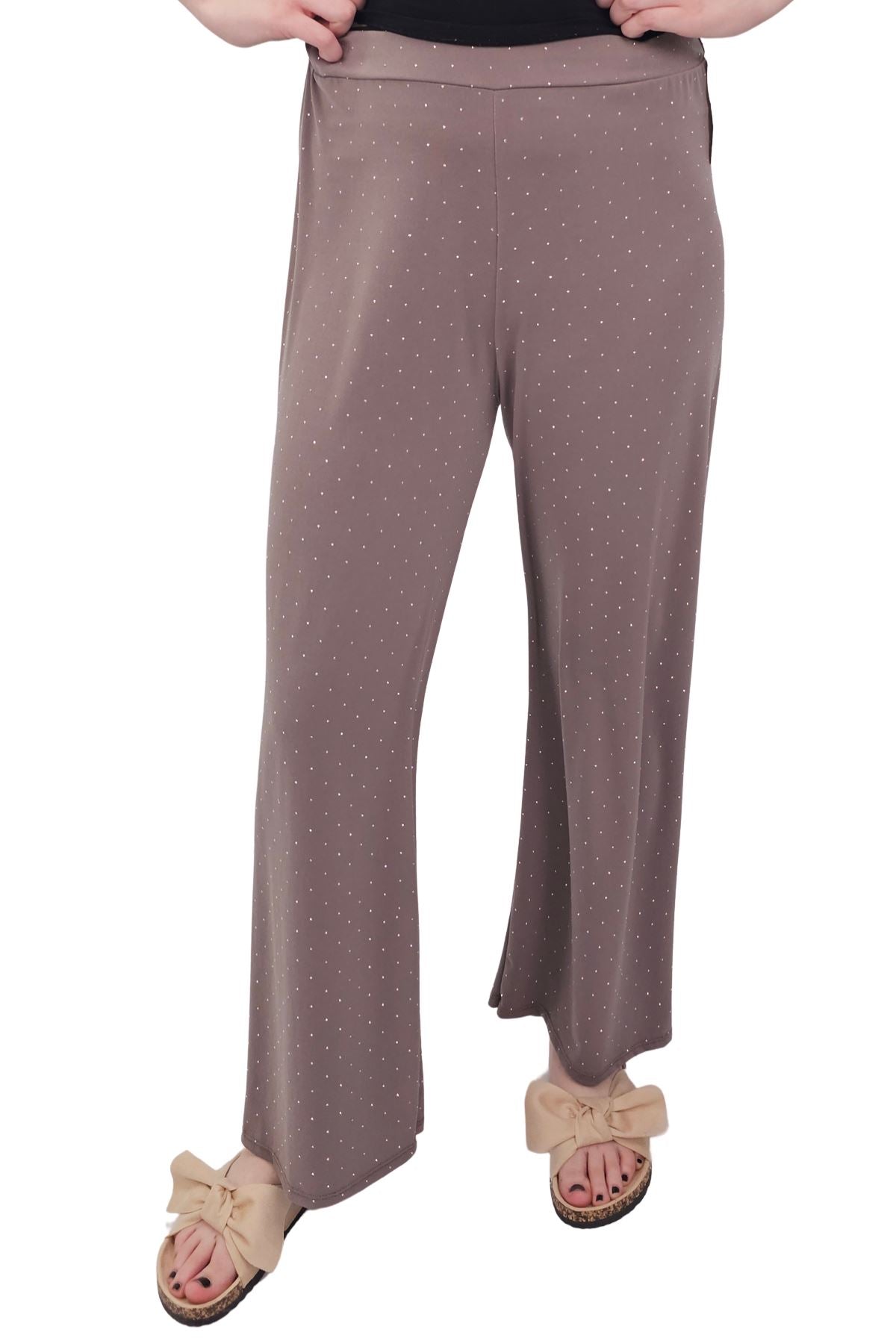 Diamante Pattern Wide Leg Trousers