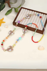 Heart Charm Beaded Neutral Tones Necklace