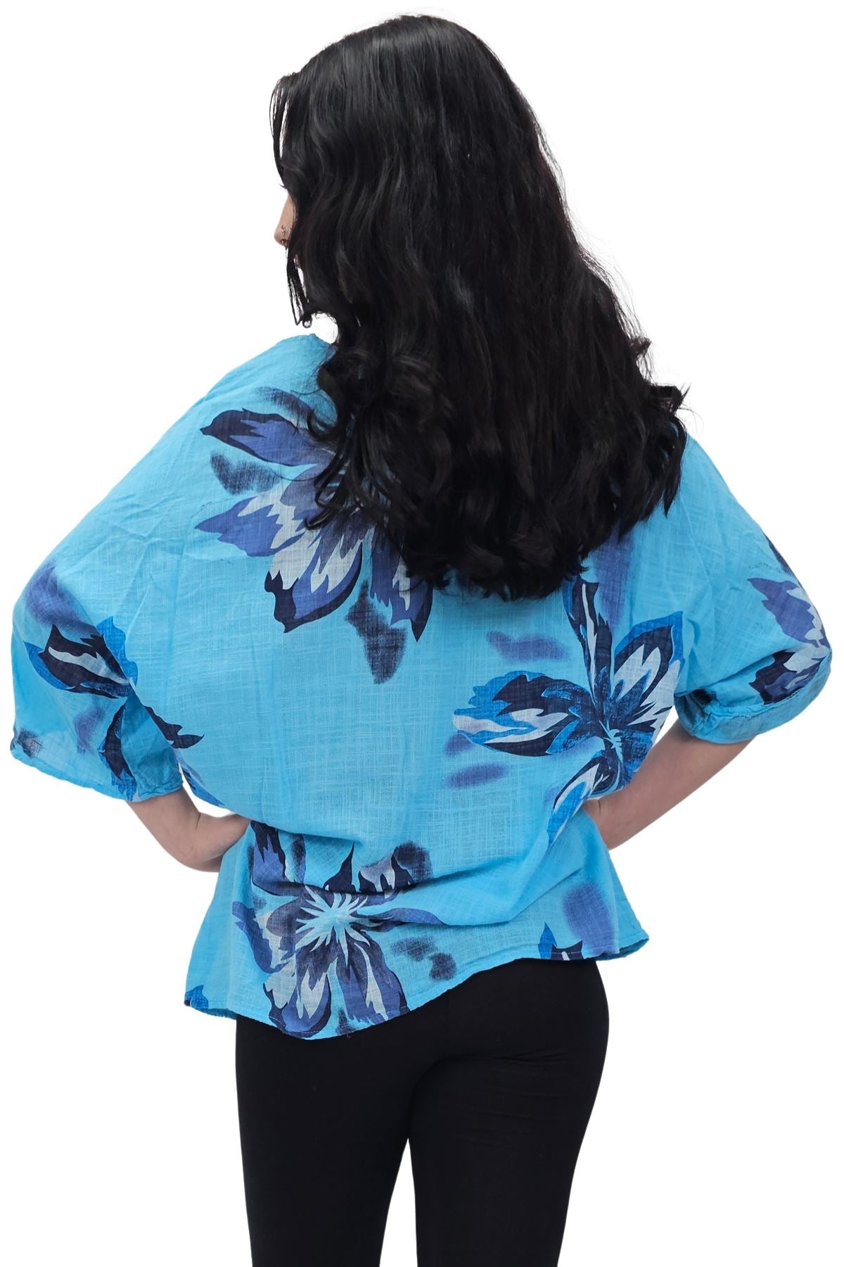 Floral Print Tunic Necklace Cotton Top