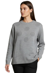 Polka Dot Knit Pattern Front Two Pockets Tunic Top