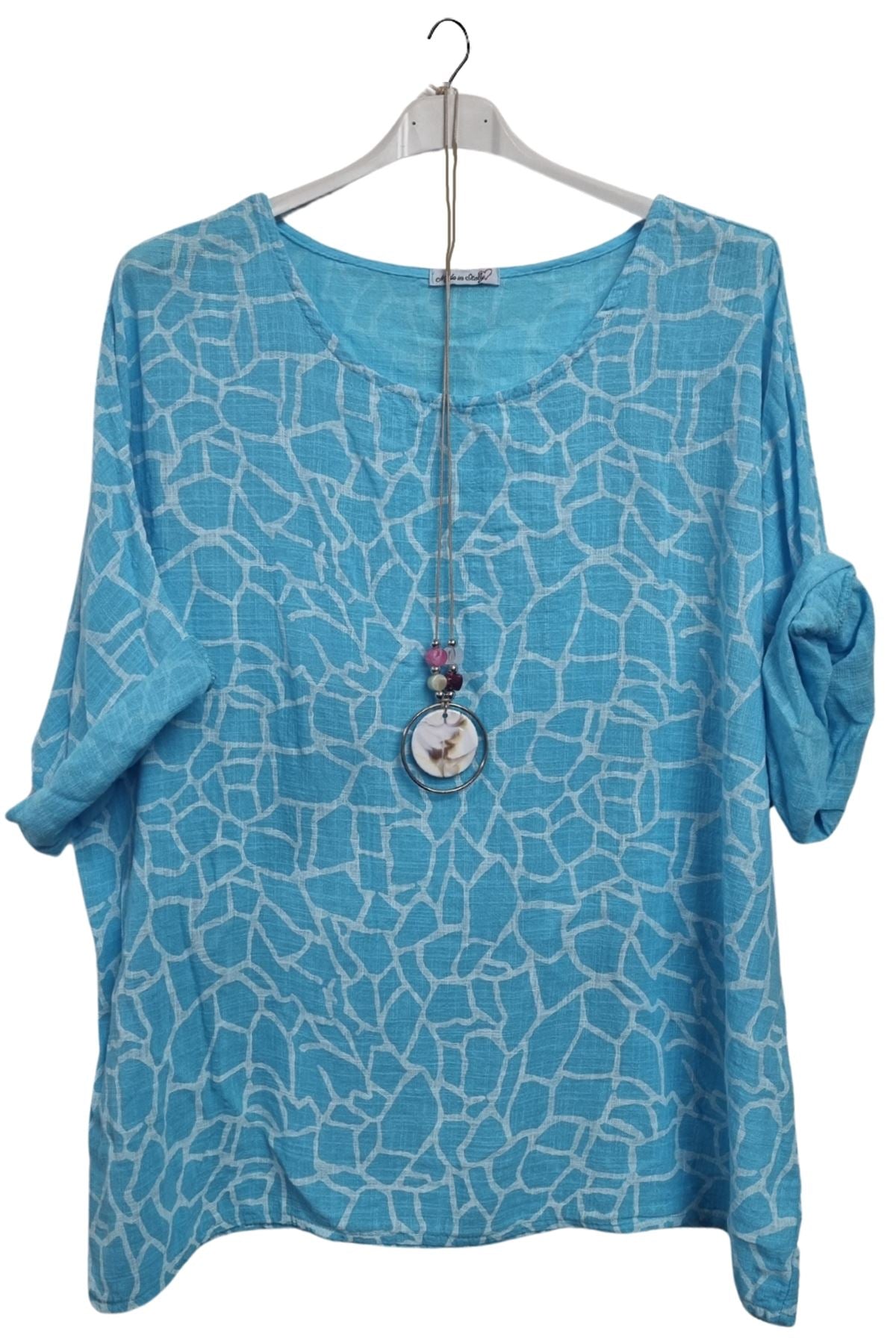 Giraffe Print Necklace Cotton Top