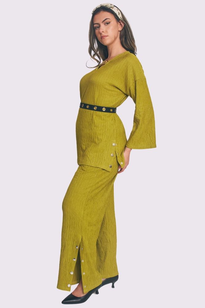 Plain Side Slit Button Detail Co-Ord Set