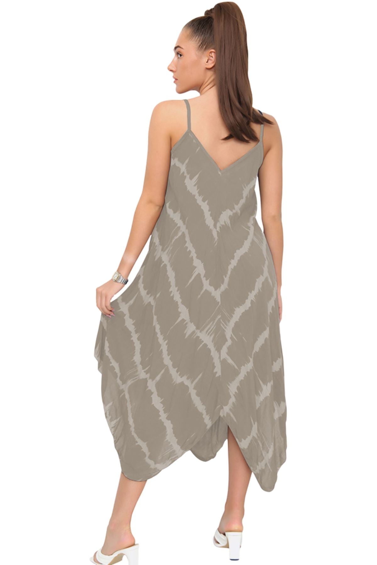 Tie Dye Print Draped Hem Dress